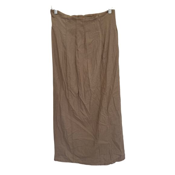 ZARA Button-Down Linen Blend Maxi Skirt Tan Beige size M - Picture 4 of 5